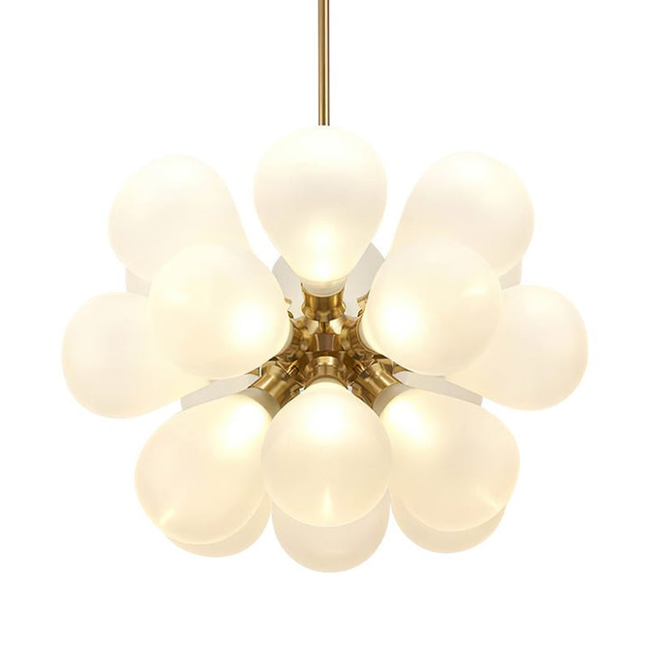 Lámpara colgante de diseño Sputnik con 18 burbujas blancas. Iluminación moderna para techo, dorado.
