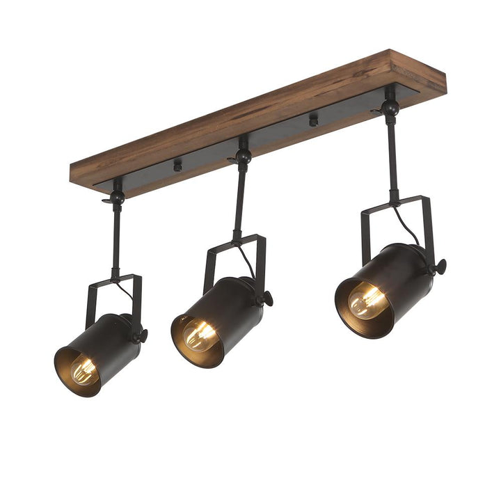Lámpara de 3 luces estilo industrial para interiores, proporciona una iluminación ambiental y focal.