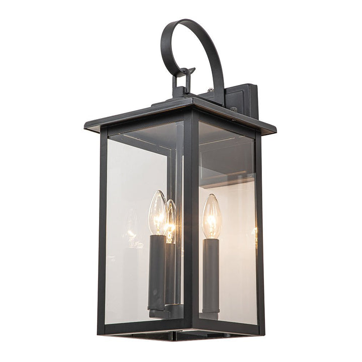 Foco de pared exterior de 3 luces negro. Ideal para iluminar fachadas, entradas o zonas de estar al aire libre.