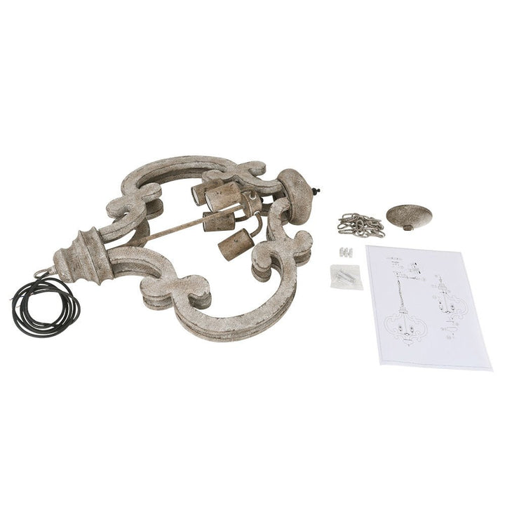 Candelabro de madera desgastada de 4 luces, iluminación decorativa rústica y versátil para cualquier interior.