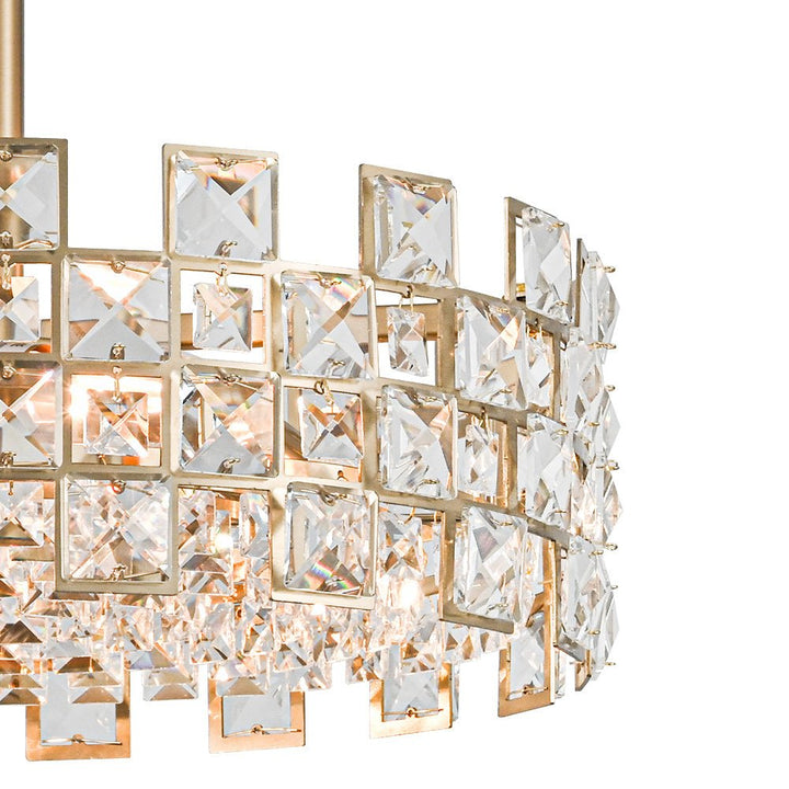 Luz de techo estilo glam con cristales brillantes. Iluminación moderna de 4 luces para espacios elegantes.