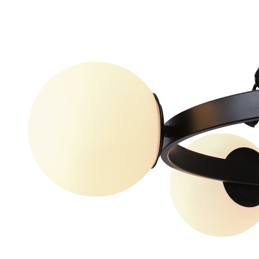 Iluminación moderna: candelabro negro de burbujas con 5 luces. Diseño de techo elegante para el hogar.