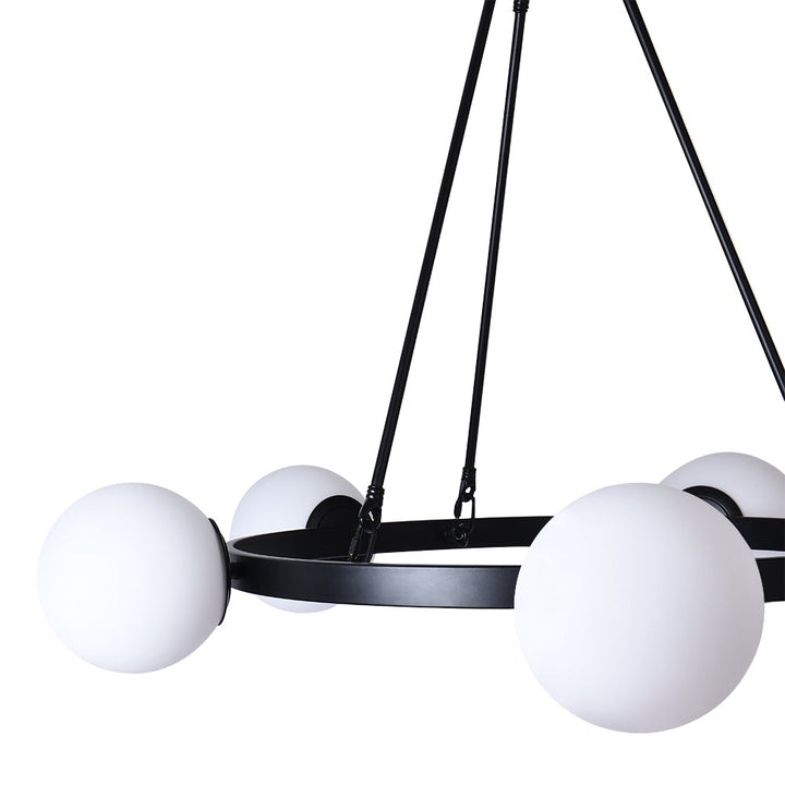 Elegante candelabro negro de burbujas, 5 luces. Lámpara de techo moderna para decoración de hogar.