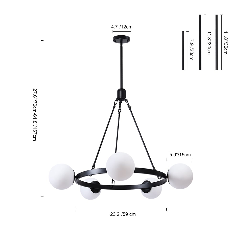 Candelabro de techo moderno negro de 5 luces con diseño de burbujas. Ideal para iluminación contemporánea.