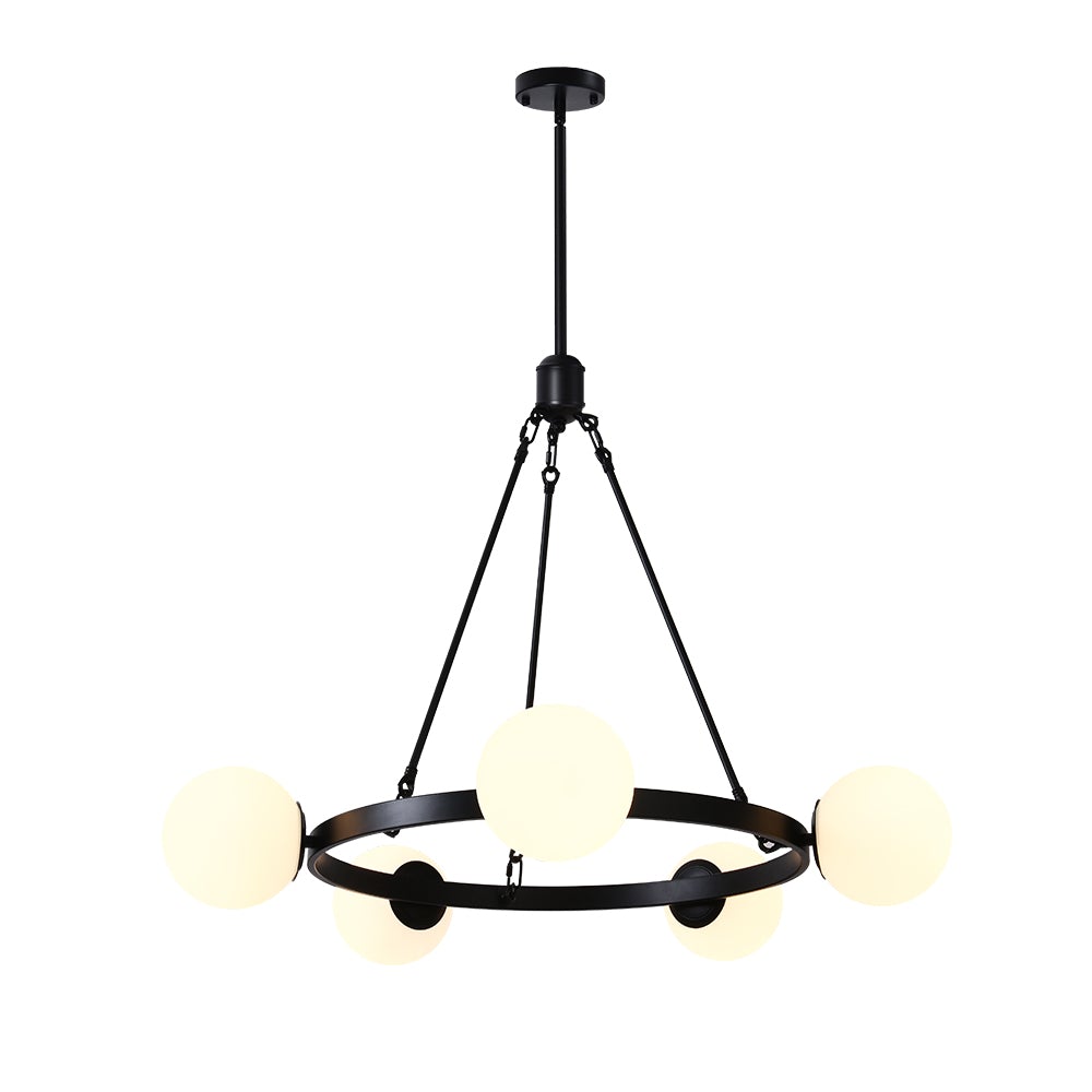 Candelabro elegante negro de burbujas con 5 luces. Lámpara de techo moderna para decoración y estilo del hogar.