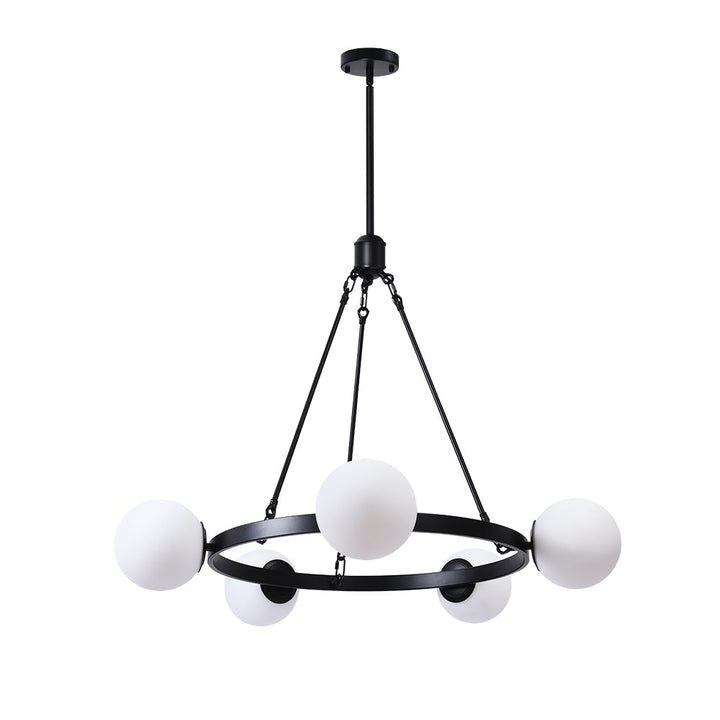 Candelabro negro de burbujas, 5 luces. Lámpara de techo moderna para iluminación de hogar.