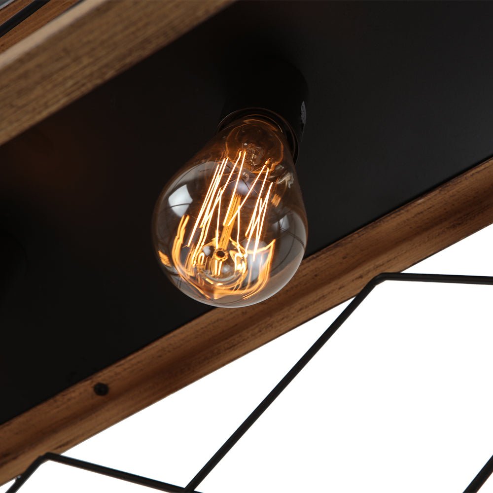 Lámpara de araña de 5 luces, rectangular y lineal. Metal, regulable, para isla de cocina moderna.