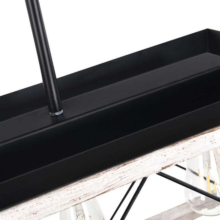 Araña de cocina rectangular con 5 luces. Lámpara lineal moderna de metal para isla.