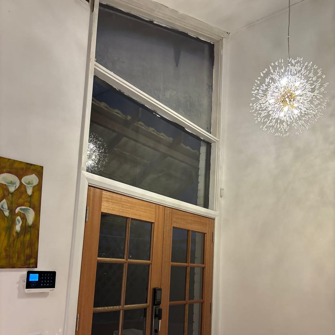 Lámpara Sputnik de cristal y cromo, 9 luces LED efecto fuegos artificiales.