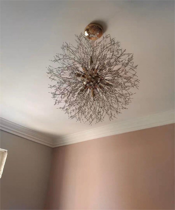 Iluminación de lujo Sputnik, 9 luces de cristal, efecto explosión, perfecta para comedor moderno.