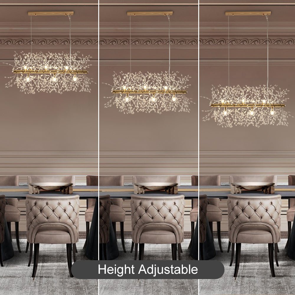 Candelabro moderno lineal de diseño elegante con 9 bombillas, iluminación de comedor.