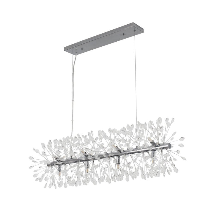 Candelabro moderno de 12 luces, cristal Diente de León. Para salón o comedor con estilo.