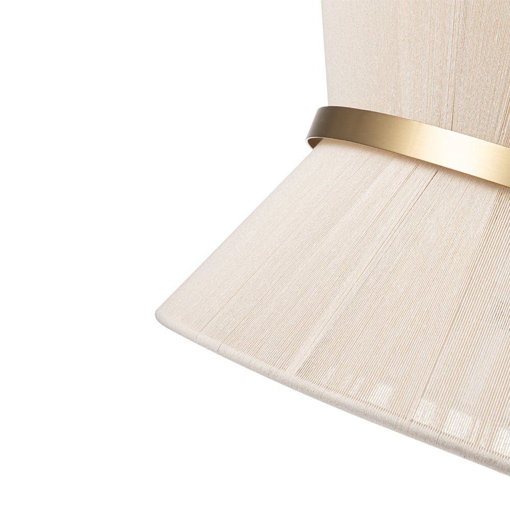Lámpara de techo de 8 luces, cuerda bohemia y diseño cónico beige.