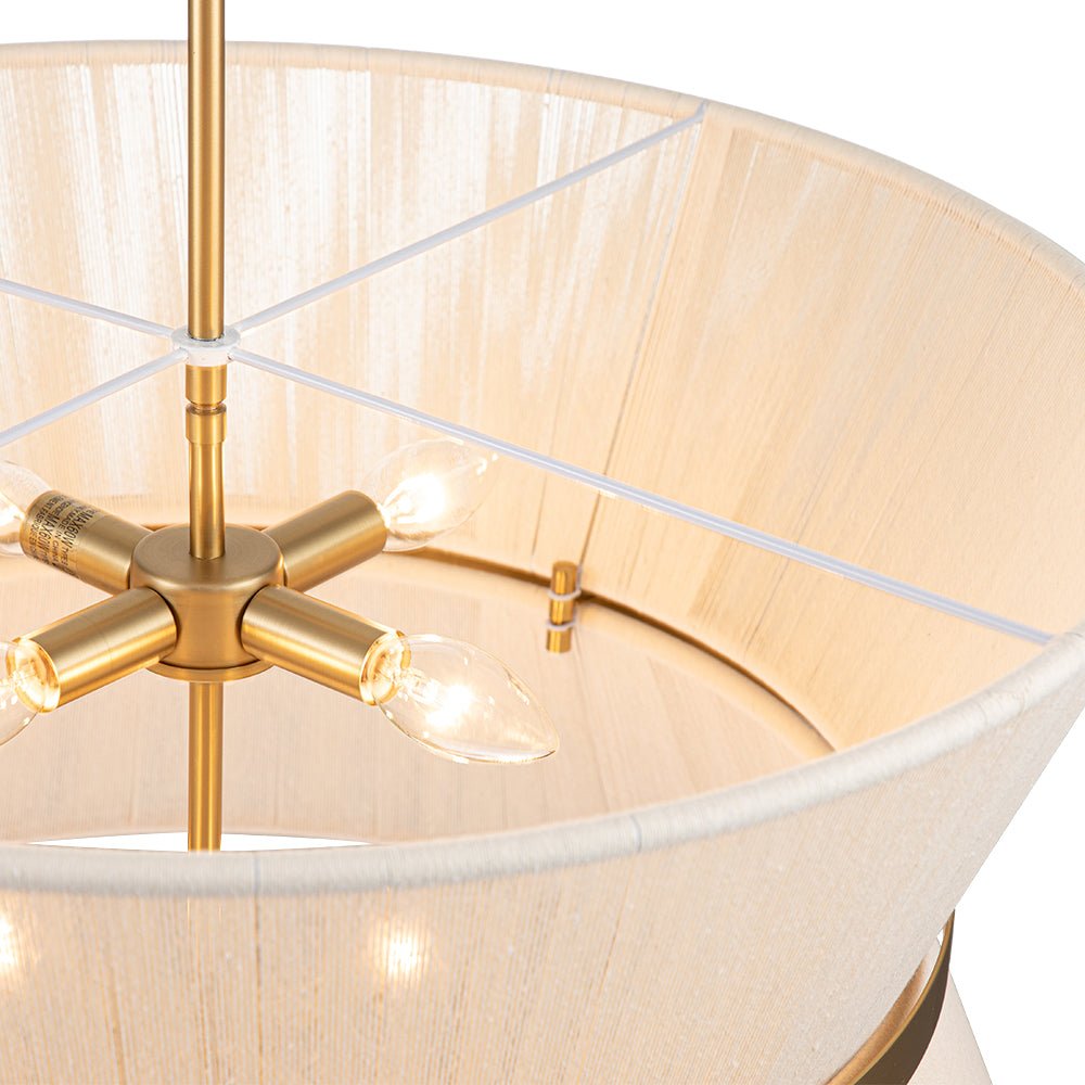 Lámpara colgante de cuerda beige, bohemia y elegante para el comedor.