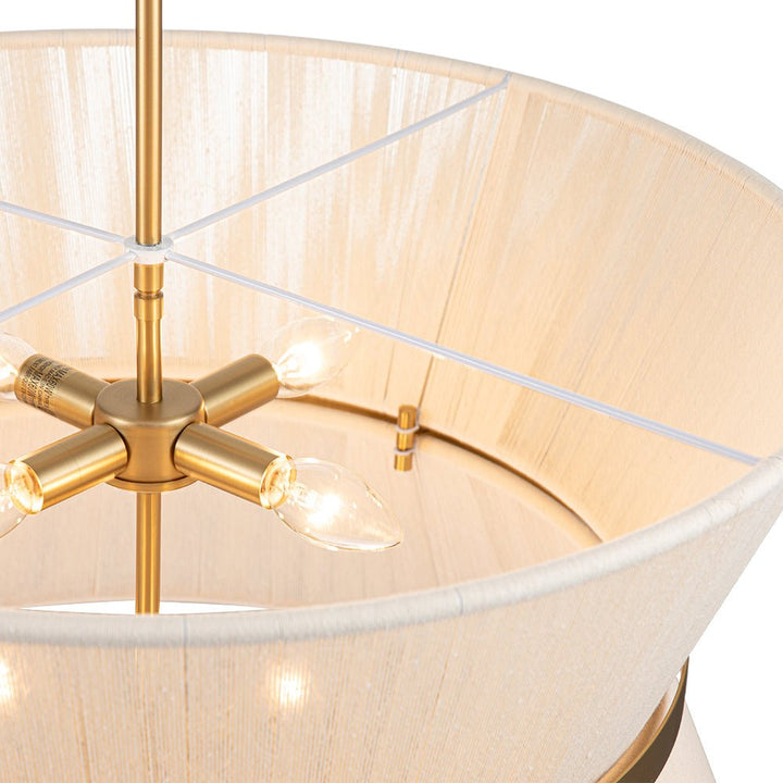 Lámpara colgante de cuerda beige, bohemia y elegante para el comedor.