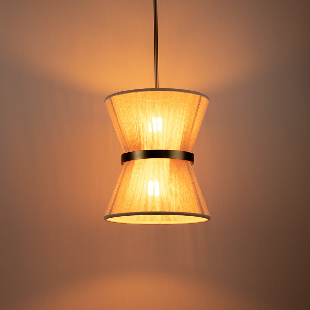 Colgante de 2 luces con cuerda beige, estilo bohemio moderno y único.