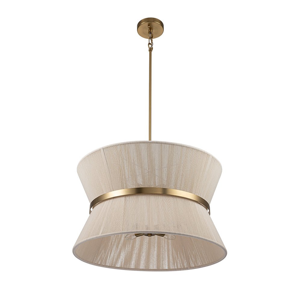 Colgante cónico de cuerda beige, ideal para espacios con encanto.