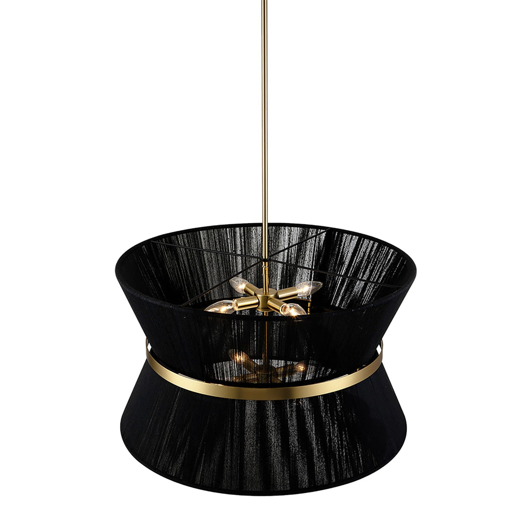 Colgante de techo con diseño cónico de cuerda, disponible en negro.