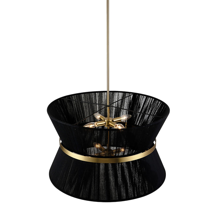 Colgante de techo con diseño cónico de cuerda, disponible en negro.
