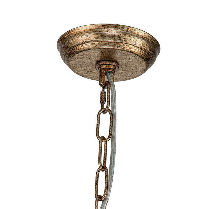 Candelabro francés de 6 luces, cristal tallado y bronce, diseño retro y lujoso para el salón.