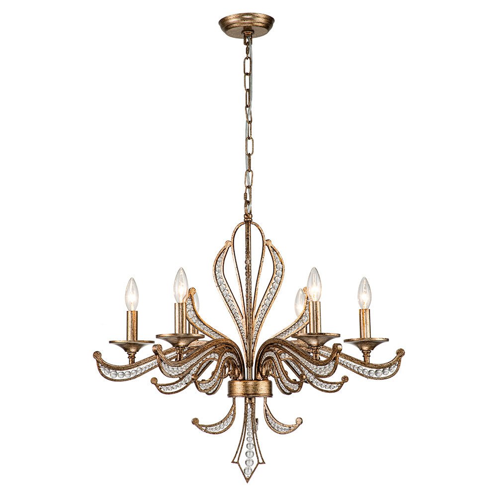 Iluminación de lujo: candelabro francés de cristal con 6 luces, diseño retro y vintage para el hogar.