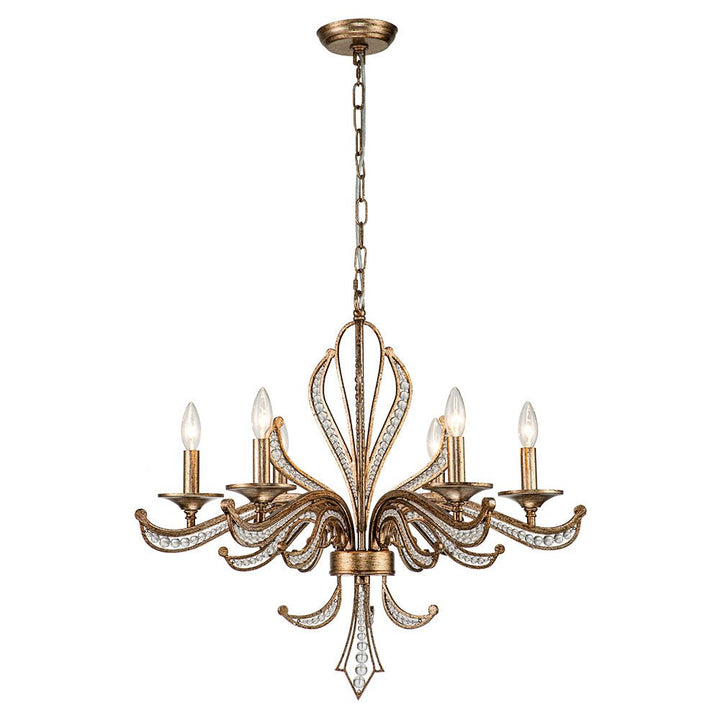 Iluminación de lujo: candelabro francés de cristal con 6 luces, diseño retro y vintage para el hogar.