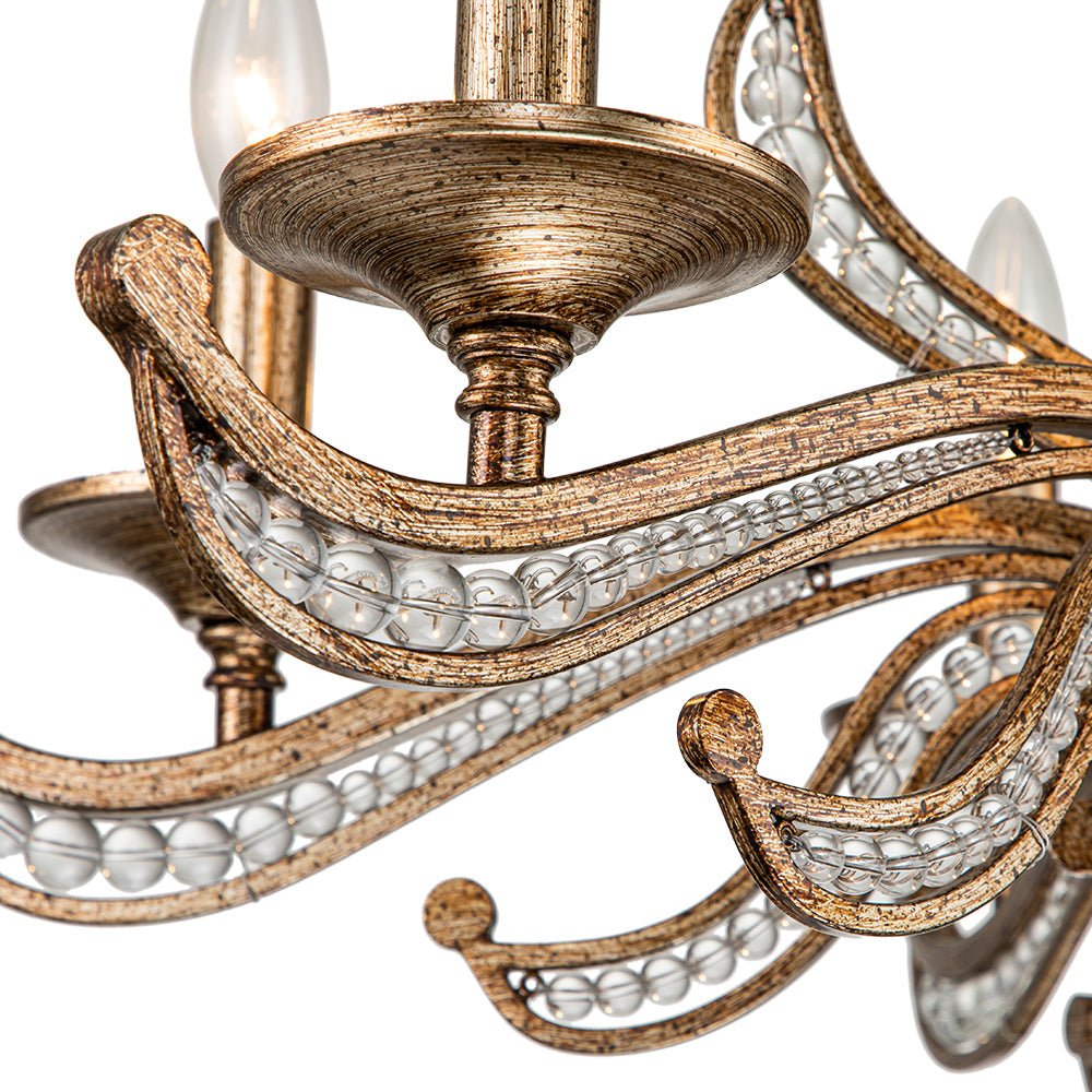 Candelabro de cristal francés, 6 luces estilo vela, diseño retro-lujo para iluminación decorativa.