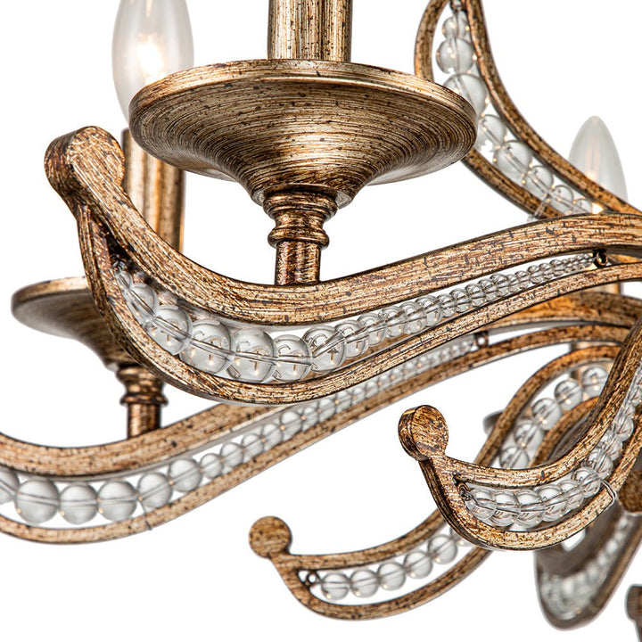 Candelabro de cristal francés, 6 luces estilo vela, diseño retro-lujo para iluminación decorativa.