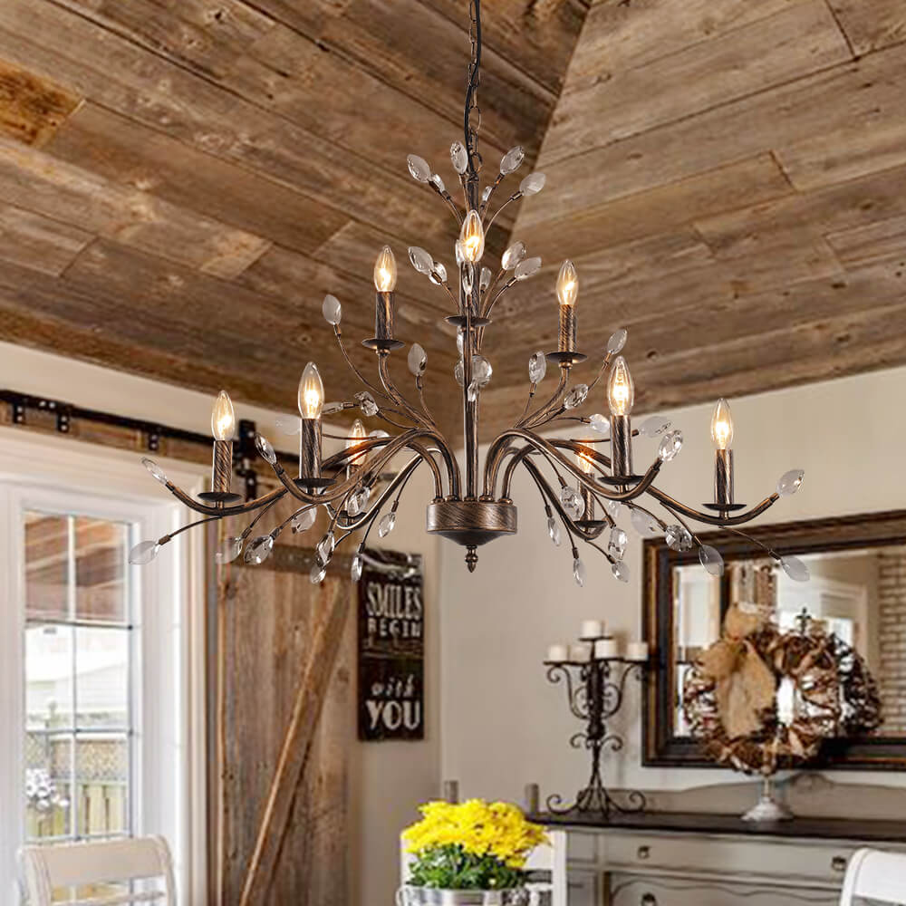Lámpara colgante de techo vintage con cristal, estilo francés rústico, ideal para iluminación decorativa. [[lstfy-media:2]]