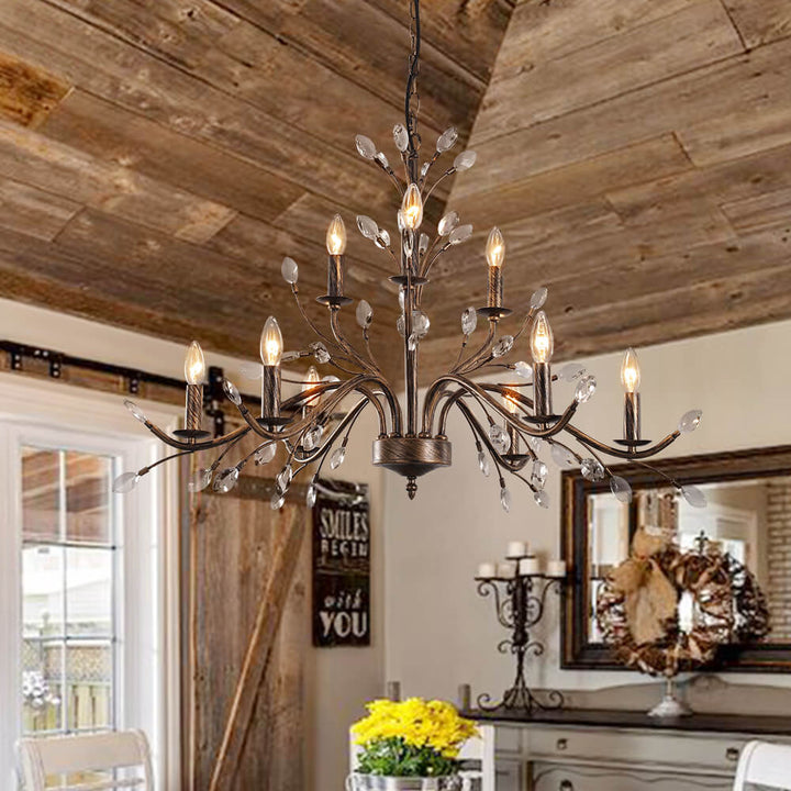 Lámpara colgante de techo vintage con cristal, estilo francés rústico, ideal para iluminación decorativa. [[lstfy-media:2]]