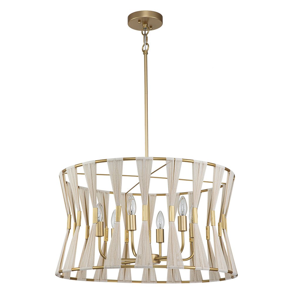 Candelabro bohemio marfil con 6 luces, perfecto para salón, comedor o dormitorio.