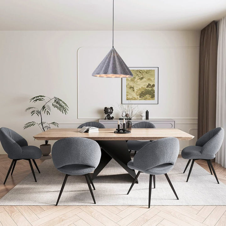 Lámpara colgante moderna para comedor, cono ondulado que aporta luz cálida y estilo único.
