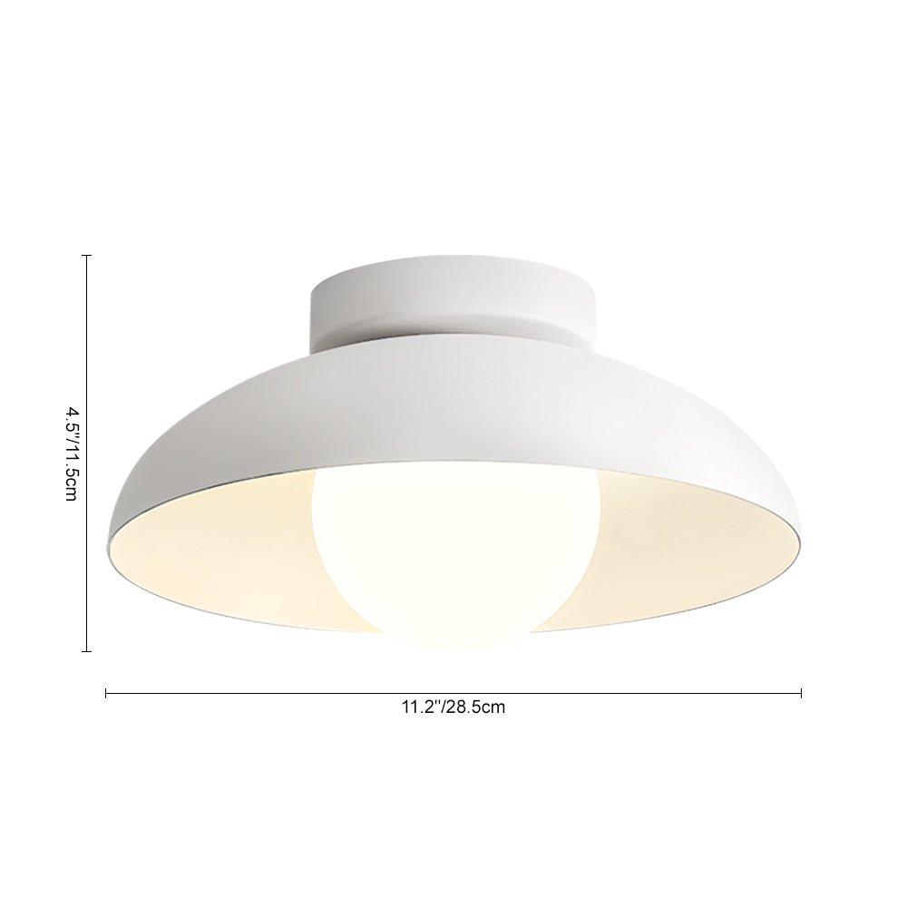 Lámpara de techo semi-empotrada contemporánea con cúpula de vidrio. Ideal para salones, dormitorios y cocinas modernas.