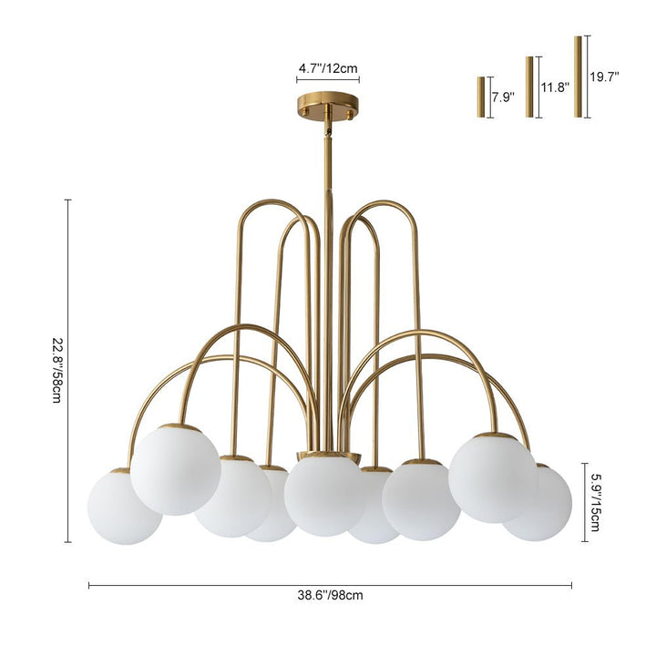 Lámpara de araña de 10 luces tipo burbuja, vidrio moderno, diseño curvo para techo.