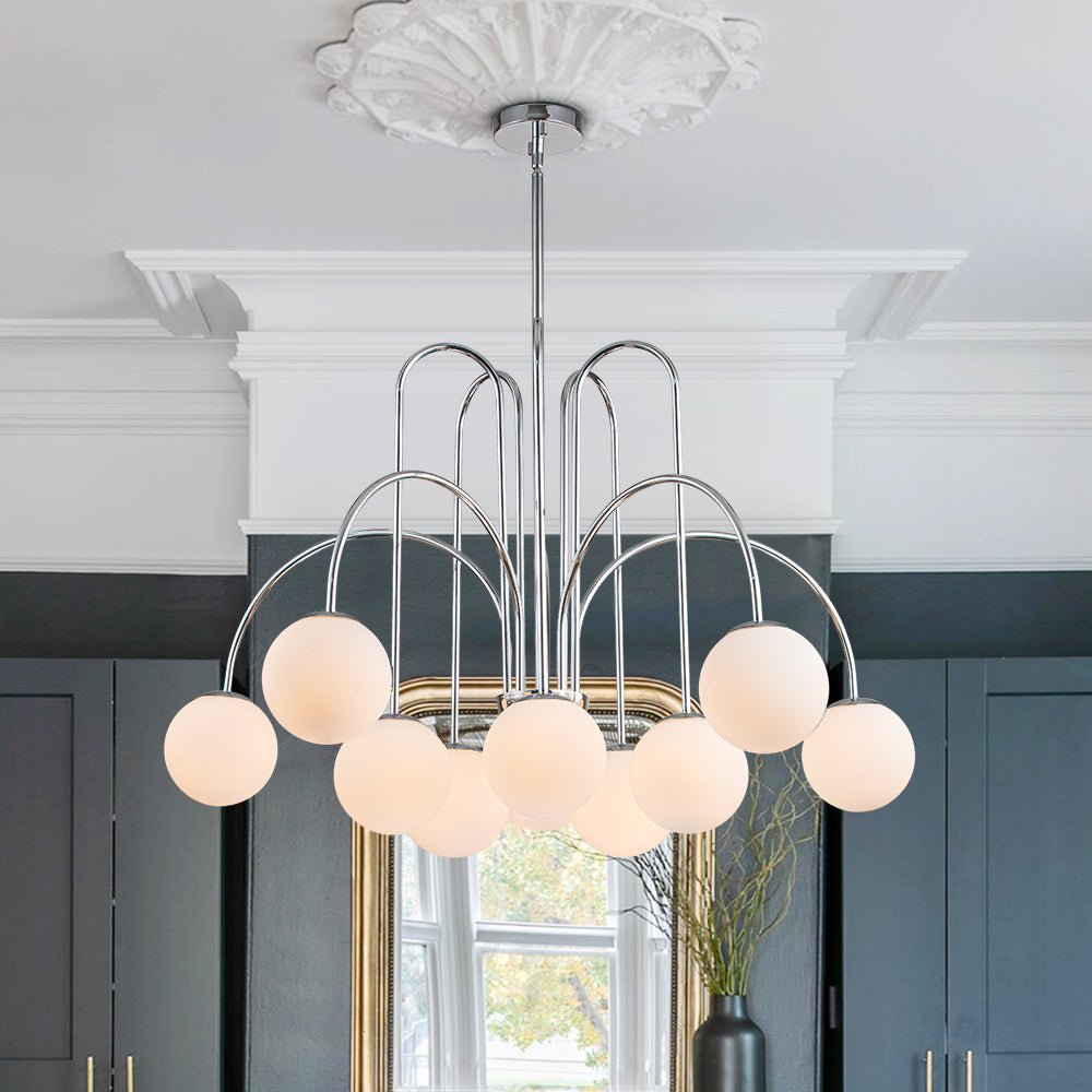Lámpara de araña moderna de burbujas, 10 luces, diseño elegante para el salón.