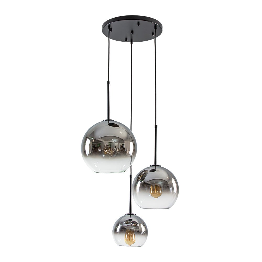 Lámpara contemporánea de 3 luces, diseño esférico con atractivo vidrio gradiente.