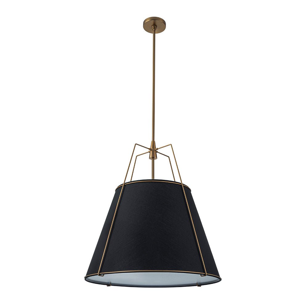 Lámpara de techo 4 focos. Diseño cónico moderno. Acabado níquel para sala y comedor.