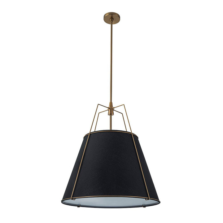 Lámpara de techo 4 focos. Diseño cónico moderno. Acabado níquel para sala y comedor.