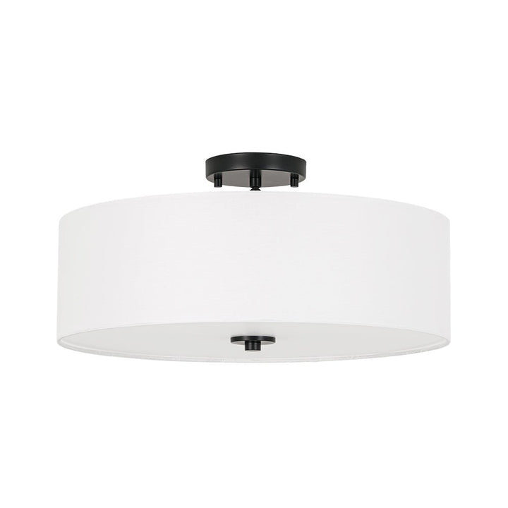 Plafón de lino y metal, 4 luces. Lámpara de techo semi-flush moderna para cualquier espacio.