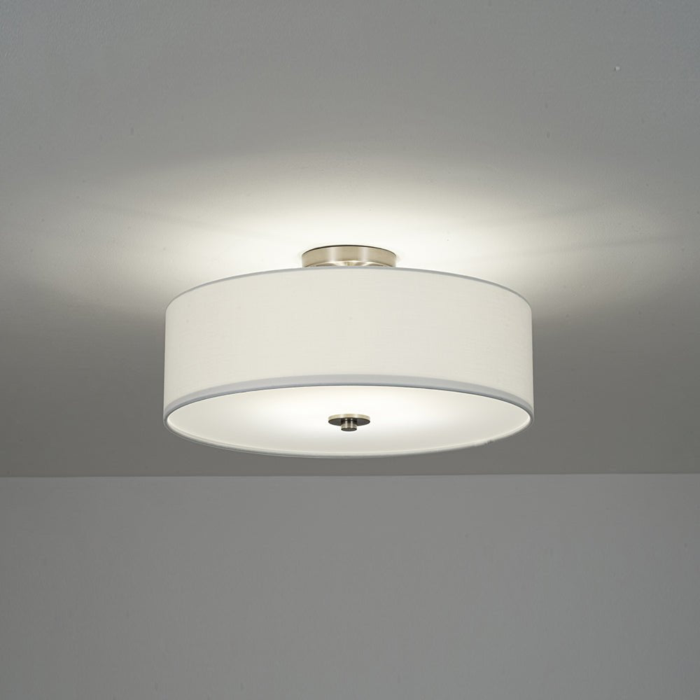 Iluminación de techo semi-flush, lino y metal. Lámpara contemporánea de 4 luces para cualquier habitación.