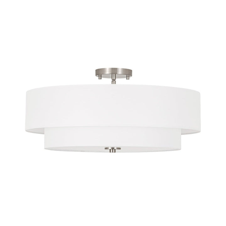 Lámpara semi-flush con pantalla de lino. 4 luces, ideal para una iluminación interior sofisticada.