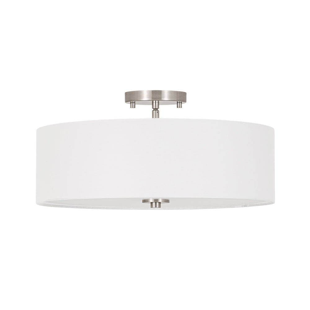 Iluminación de techo semi-flush, moderna. Lámpara de lino con 4 luces para sala de estar.