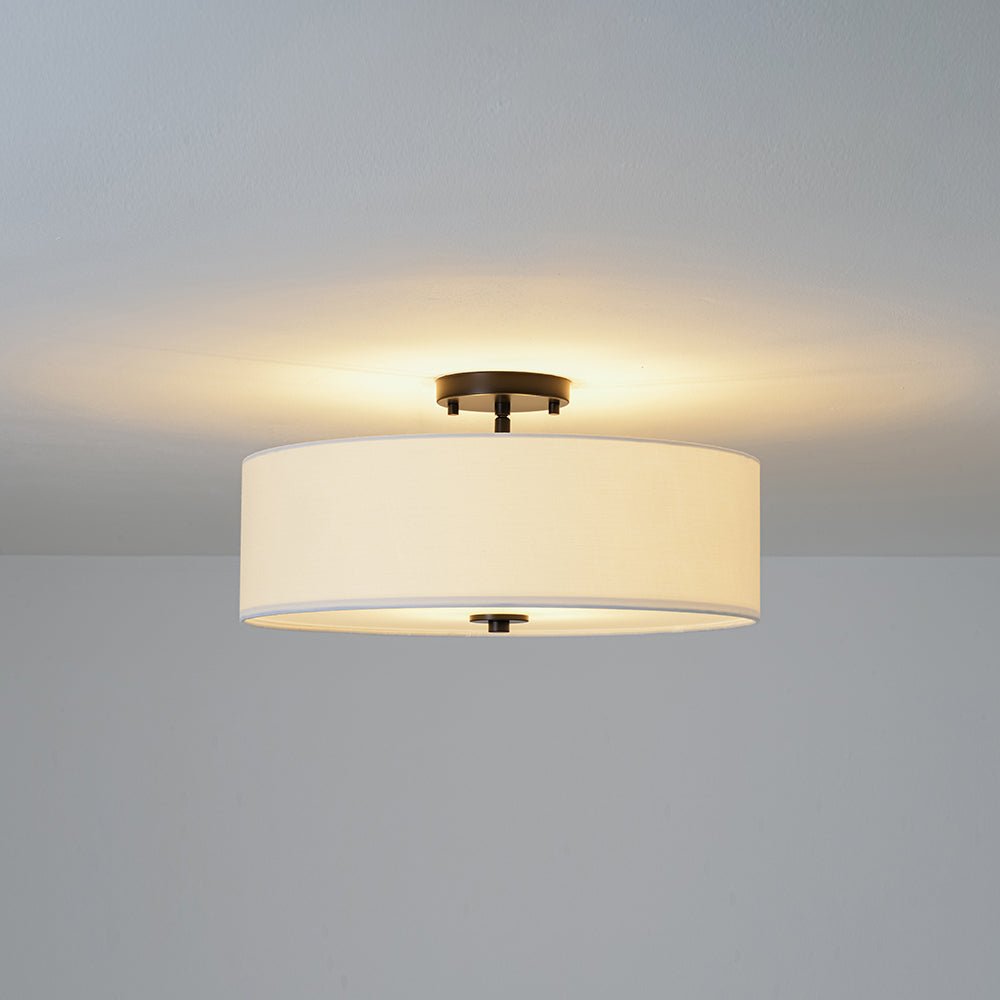 Luz de techo semi-flush decorativa de lino. Estilo moderno con 4 luces para sala o dormitorio.