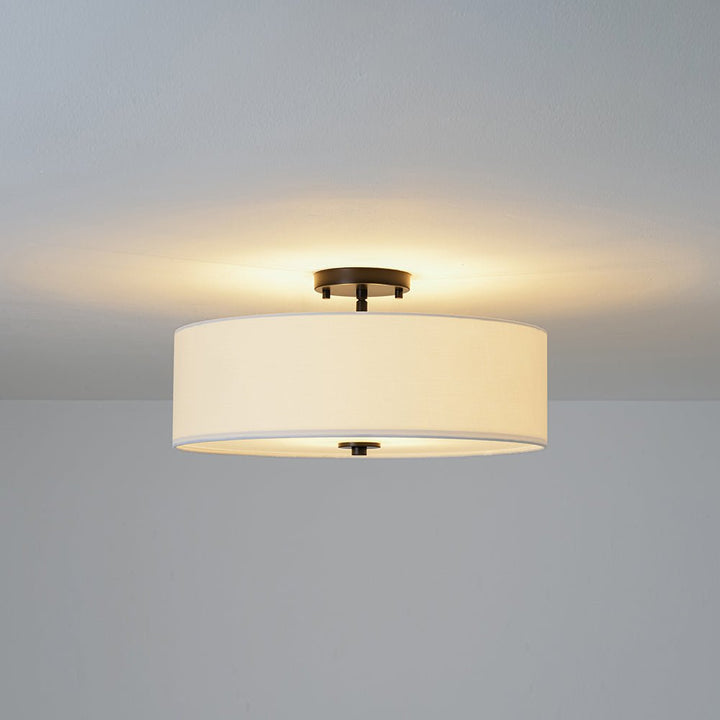 Luz de techo semi-flush decorativa de lino. Estilo moderno con 4 luces para sala o dormitorio.