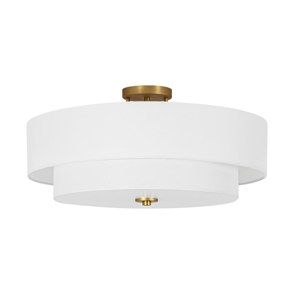Plafón de lino estilo tambor, 4 luces. Luz de techo semi-flush, ideal para espacios modernos.