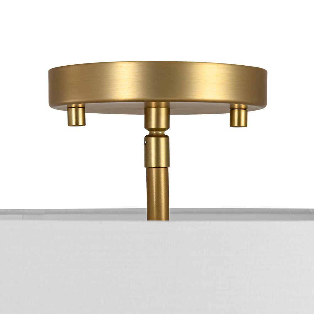 Plafón semi-flush de lino beige, diseño contemporáneo. 4 luces para una iluminación difusa.