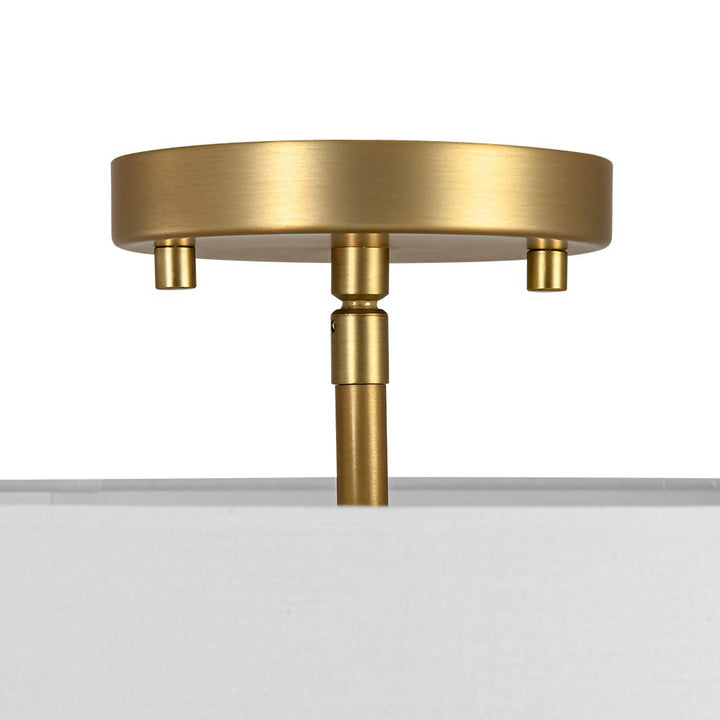 Plafón semi-flush de lino beige, diseño contemporáneo. 4 luces para una iluminación difusa.