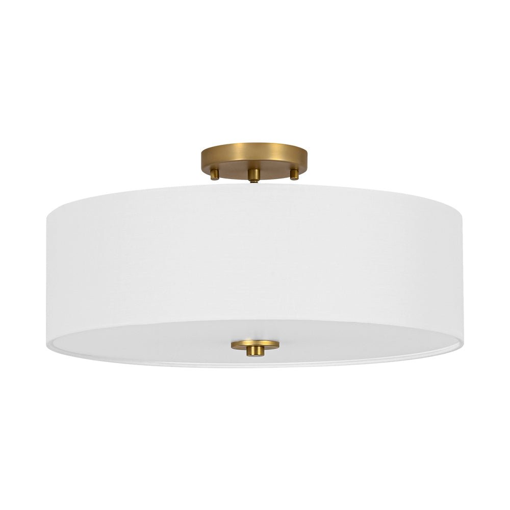 Luz de techo semi-flush con pantalla de lino. Lámpara moderna de 4 luces para un toque sofisticado.