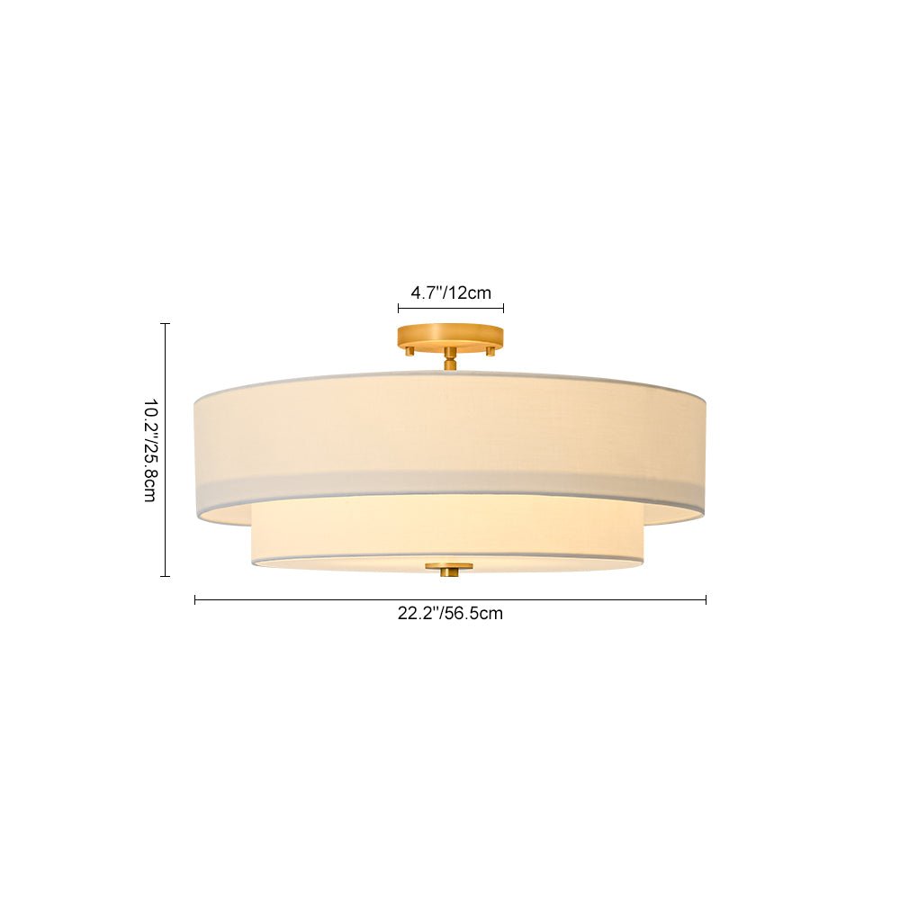 Plafón decorativo semi-flush, lino. Lámpara moderna de 4 luces para iluminación interior.