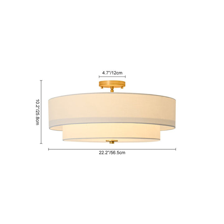 Plafón decorativo semi-flush, lino. Lámpara moderna de 4 luces para iluminación interior.